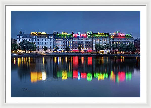 Cityscape and Skyline by the Copenhagen Lakes, Denmark / Art Photo - Framed Print