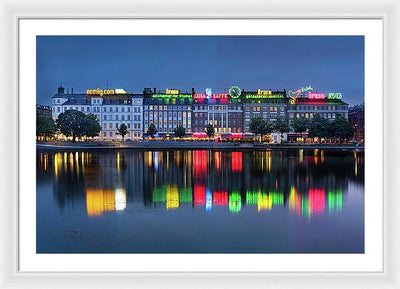 Cityscape and Skyline by the Copenhagen Lakes, Denmark / Art Photo - Framed Print