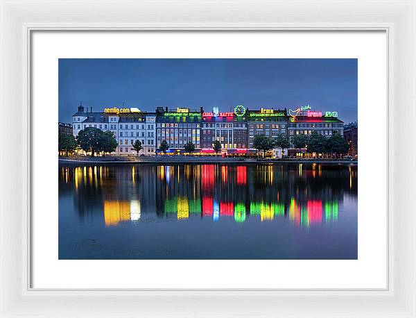 Cityscape and Skyline by the Copenhagen Lakes, Denmark / Art Photo - Framed Print