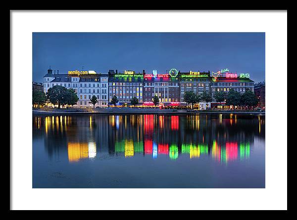 Cityscape and Skyline by the Copenhagen Lakes, Denmark / Art Photo - Framed Print