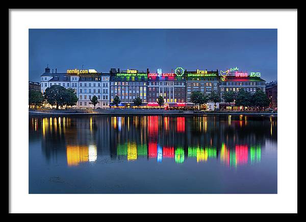 Cityscape and Skyline by the Copenhagen Lakes, Denmark / Art Photo - Framed Print