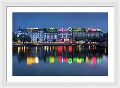 Cityscape and Skyline by the Copenhagen Lakes, Denmark / Art Photo - Framed Print