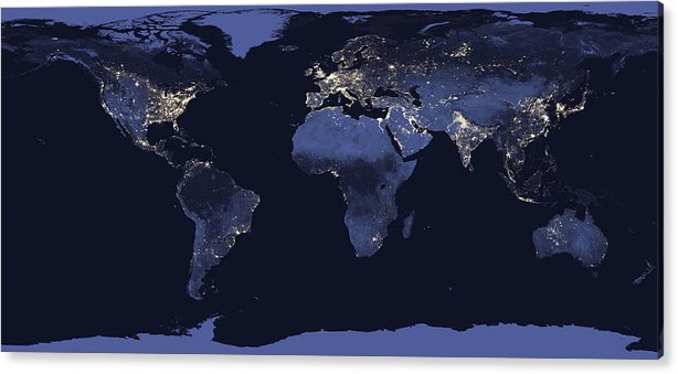 Composite Image of the Earth at Night / Art Photo - Acrylic Print