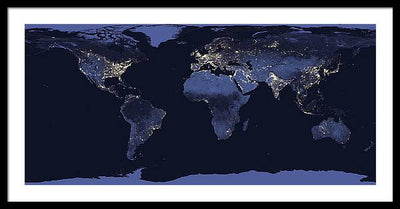 Composite Image of the Earth at Night / Art Photo - Framed Print