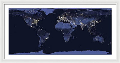 Composite Image of the Earth at Night / Art Photo - Framed Print