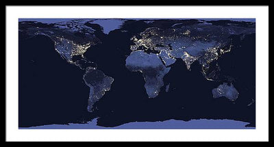 Composite Image of the Earth at Night / Art Photo - Framed Print