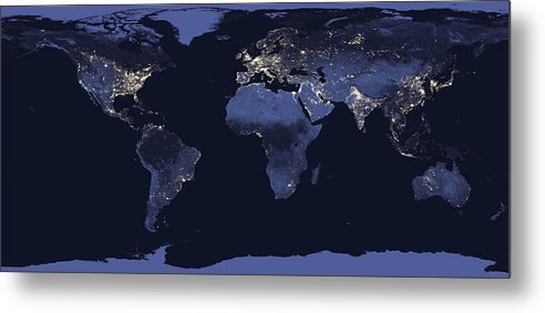 Composite Image of the Earth at Night / Art Photo - Metal Print