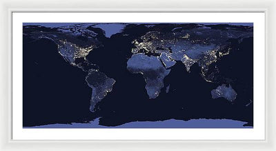 Composite Image of the Earth at Night / Art Photo - Framed Print