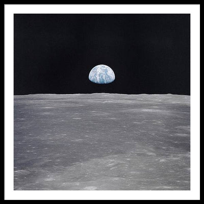 Earth Rise on the Moon, Apollo 11 / Art Photo - Framed Print