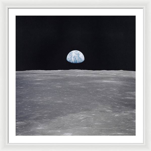 Earth Rise on the Moon, Apollo 11 / Art Photo - Framed Print