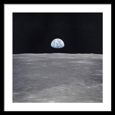 Earth Rise on the Moon, Apollo 11 / Art Photo - Framed Print