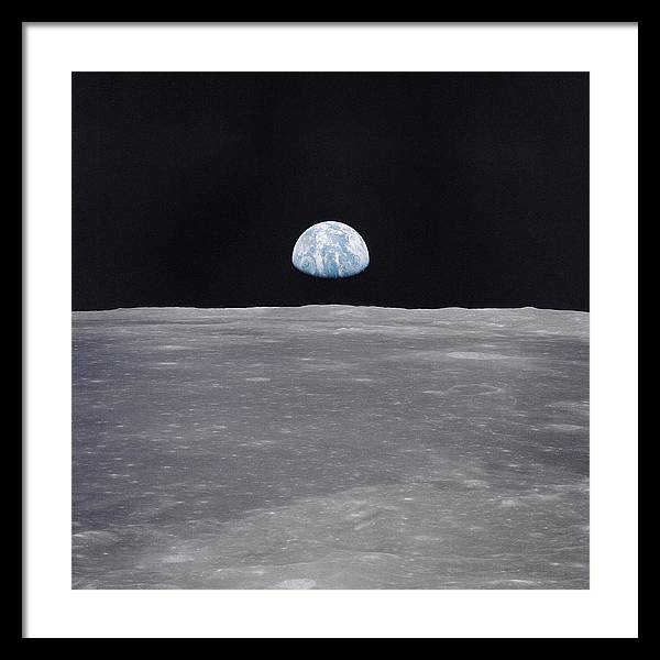 Earth Rise on the Moon, Apollo 11 / Art Photo - Framed Print