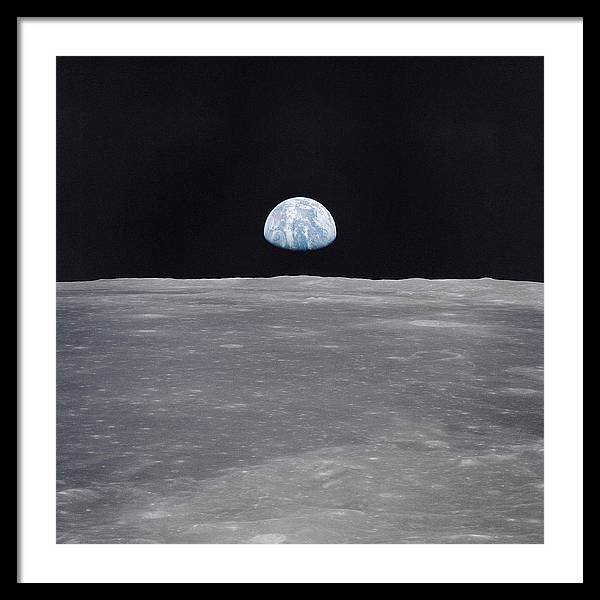 Earth Rise on the Moon, Apollo 11 / Art Photo - Framed Print