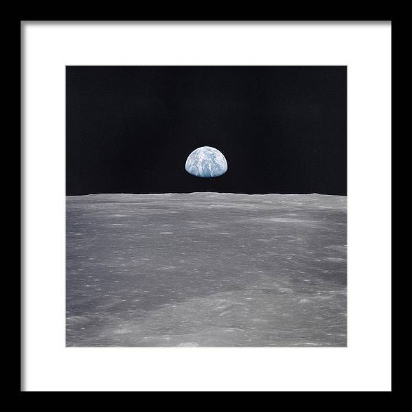 Earth Rise on the Moon, Apollo 11 / Art Photo - Framed Print