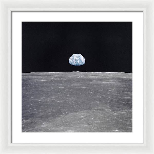 Earth Rise on the Moon, Apollo 11 / Art Photo - Framed Print