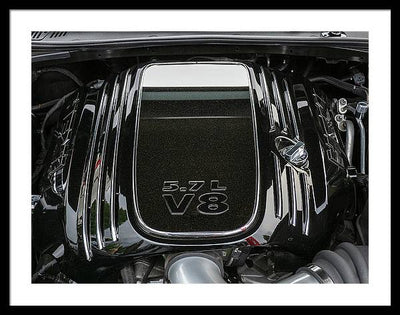 Engine Compartment of a Dodge Challenger / Art Photo - Framed Print