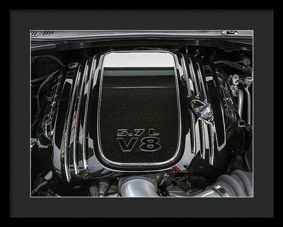 Engine Compartment of a Dodge Challenger / Art Photo - Framed Print