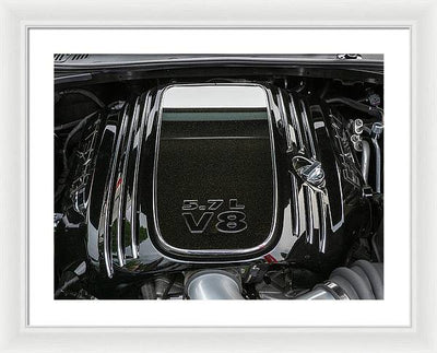 Engine Compartment of a Dodge Challenger / Art Photo - Framed Print