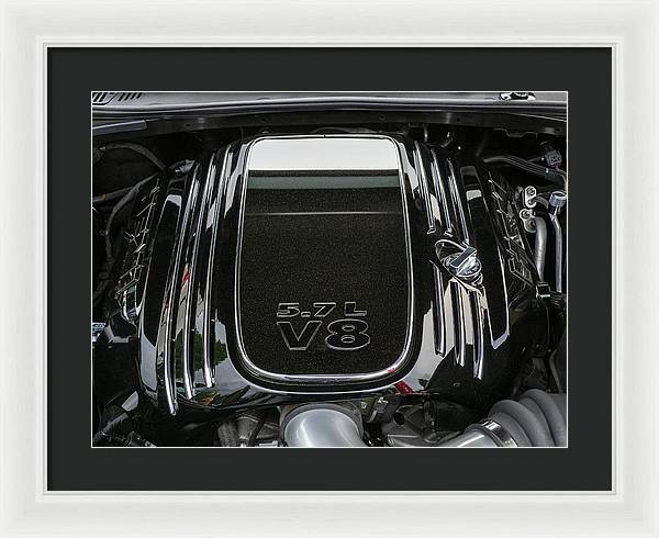 Engine Compartment of a Dodge Challenger / Art Photo - Framed Print