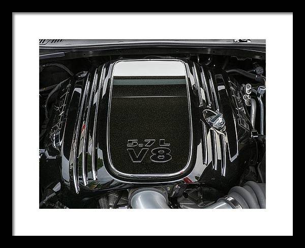 Engine Compartment of a Dodge Challenger / Art Photo - Framed Print