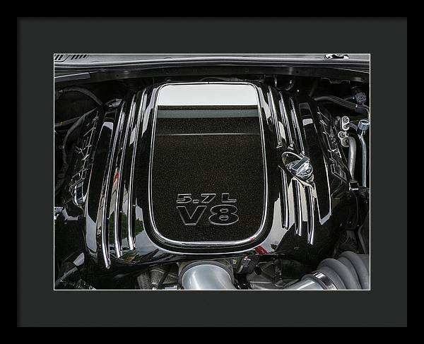 Engine Compartment of a Dodge Challenger / Art Photo - Framed Print