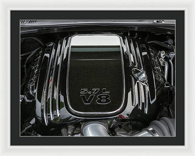 Engine Compartment of a Dodge Challenger / Art Photo - Framed Print