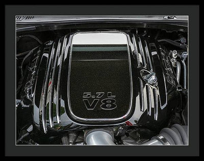 Engine Compartment of a Dodge Challenger / Art Photo - Framed Print