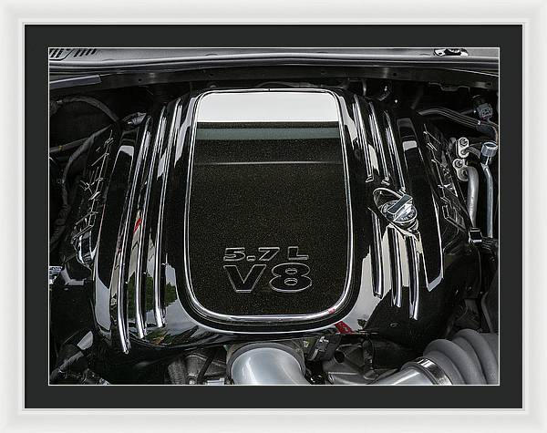 Engine Compartment of a Dodge Challenger / Art Photo - Framed Print