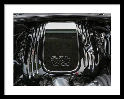 Engine Compartment of a Dodge Challenger / Art Photo - Framed Print