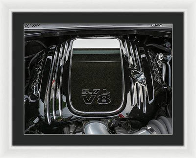 Engine Compartment of a Dodge Challenger / Art Photo - Framed Print