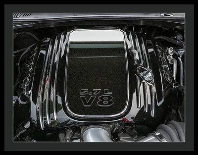 Engine Compartment of a Dodge Challenger / Art Photo - Framed Print