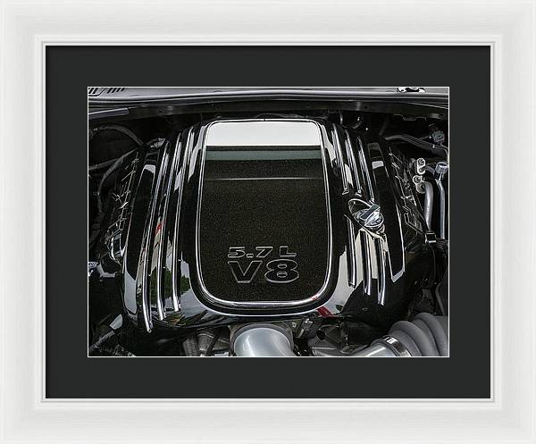 Engine Compartment of a Dodge Challenger / Art Photo - Framed Print