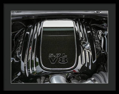 Engine Compartment of a Dodge Challenger / Art Photo - Framed Print