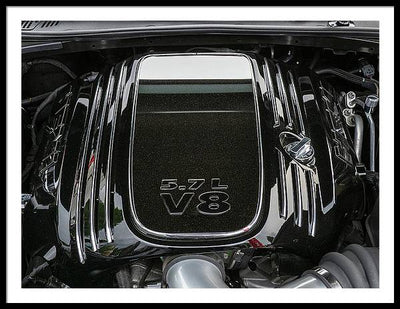 Engine Compartment of a Dodge Challenger / Art Photo - Framed Print