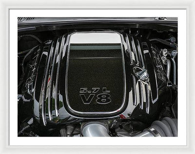 Engine Compartment of a Dodge Challenger / Art Photo - Framed Print