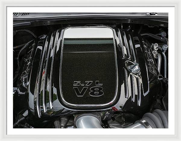 Engine Compartment of a Dodge Challenger / Art Photo - Framed Print