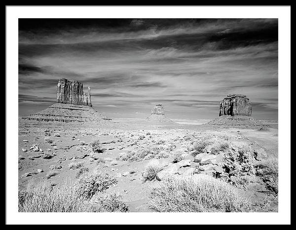 Infrared view of Monument Valley, Arizona / Art Photo - Framed Print