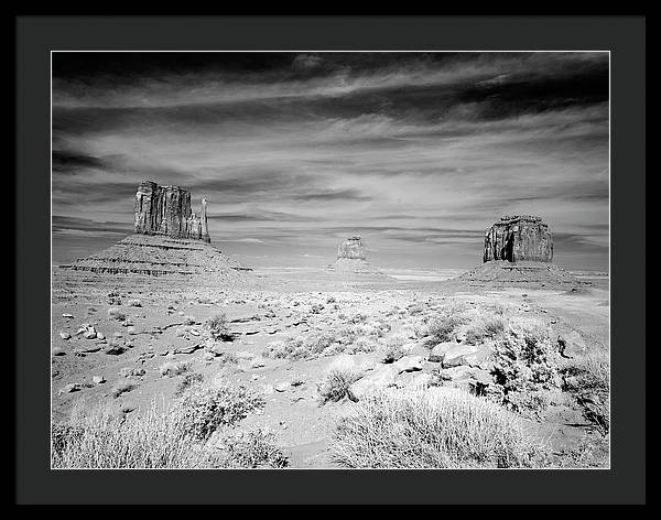 Infrared view of Monument Valley, Arizona / Art Photo - Framed Print