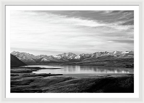 Lake, Mountains and Clouds / Art Photo - Framed Print