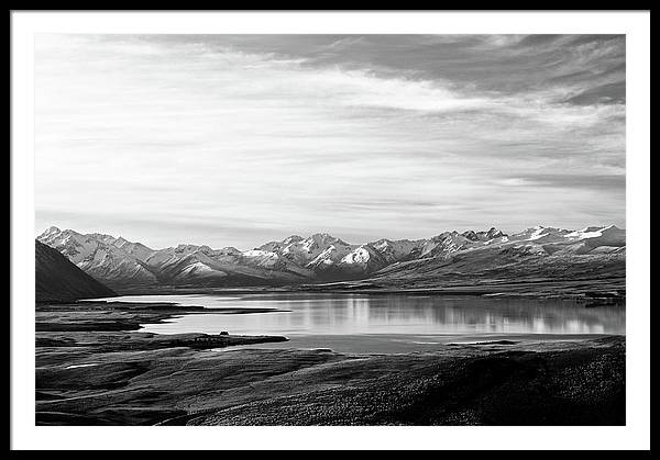 Lake, Mountains and Clouds / Art Photo - Framed Print