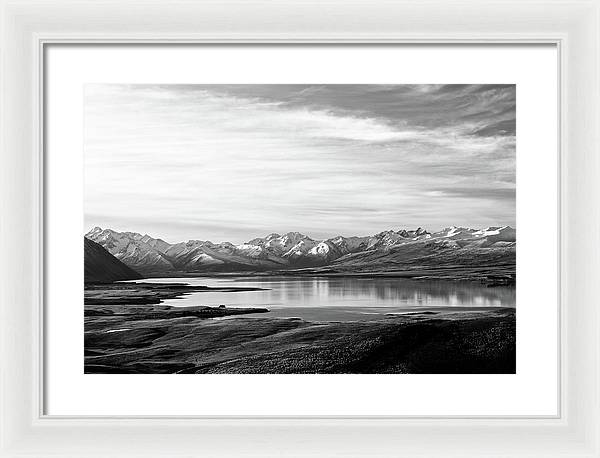 Lake, Mountains and Clouds / Art Photo - Framed Print