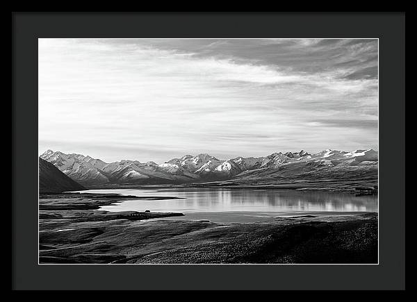 Lake, Mountains and Clouds / Art Photo - Framed Print