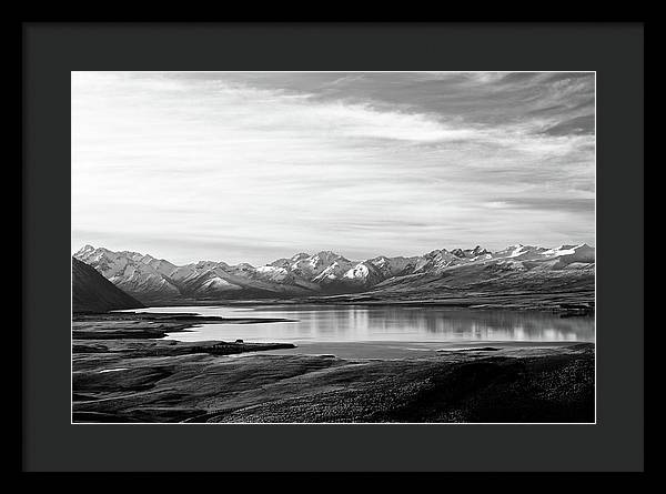 Lake, Mountains and Clouds / Art Photo - Framed Print