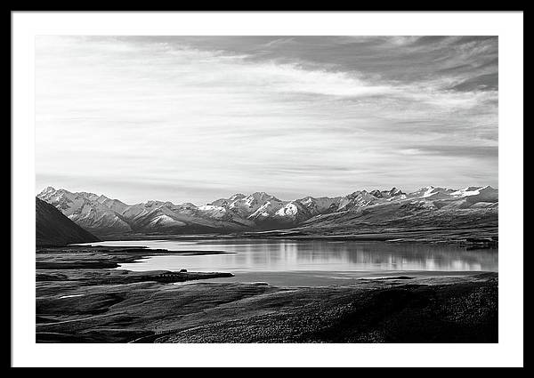 Lake, Mountains and Clouds / Art Photo - Framed Print