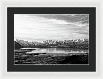 Lake, Mountains and Clouds / Art Photo - Framed Print