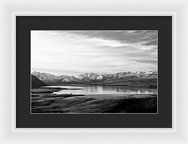 Lake, Mountains and Clouds / Art Photo - Framed Print