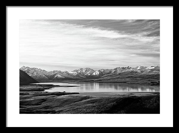 Lake, Mountains and Clouds / Art Photo - Framed Print