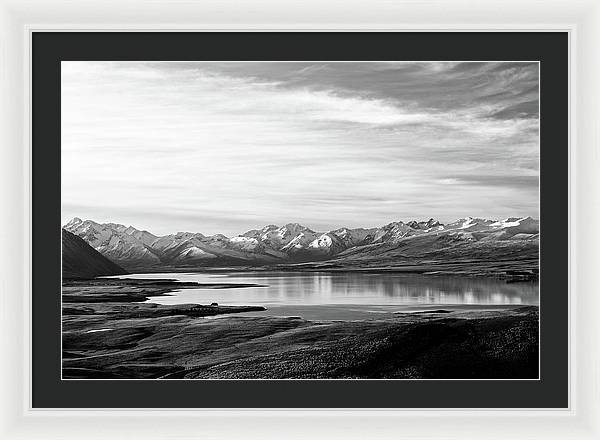 Lake, Mountains and Clouds / Art Photo - Framed Print