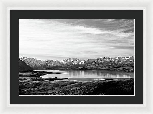 Lake, Mountains and Clouds / Art Photo - Framed Print