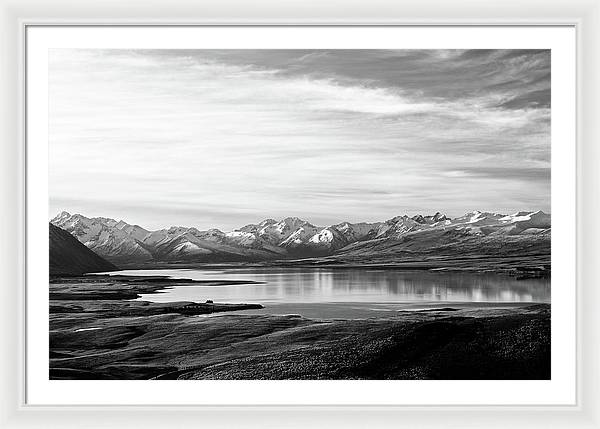 Lake, Mountains and Clouds / Art Photo - Framed Print